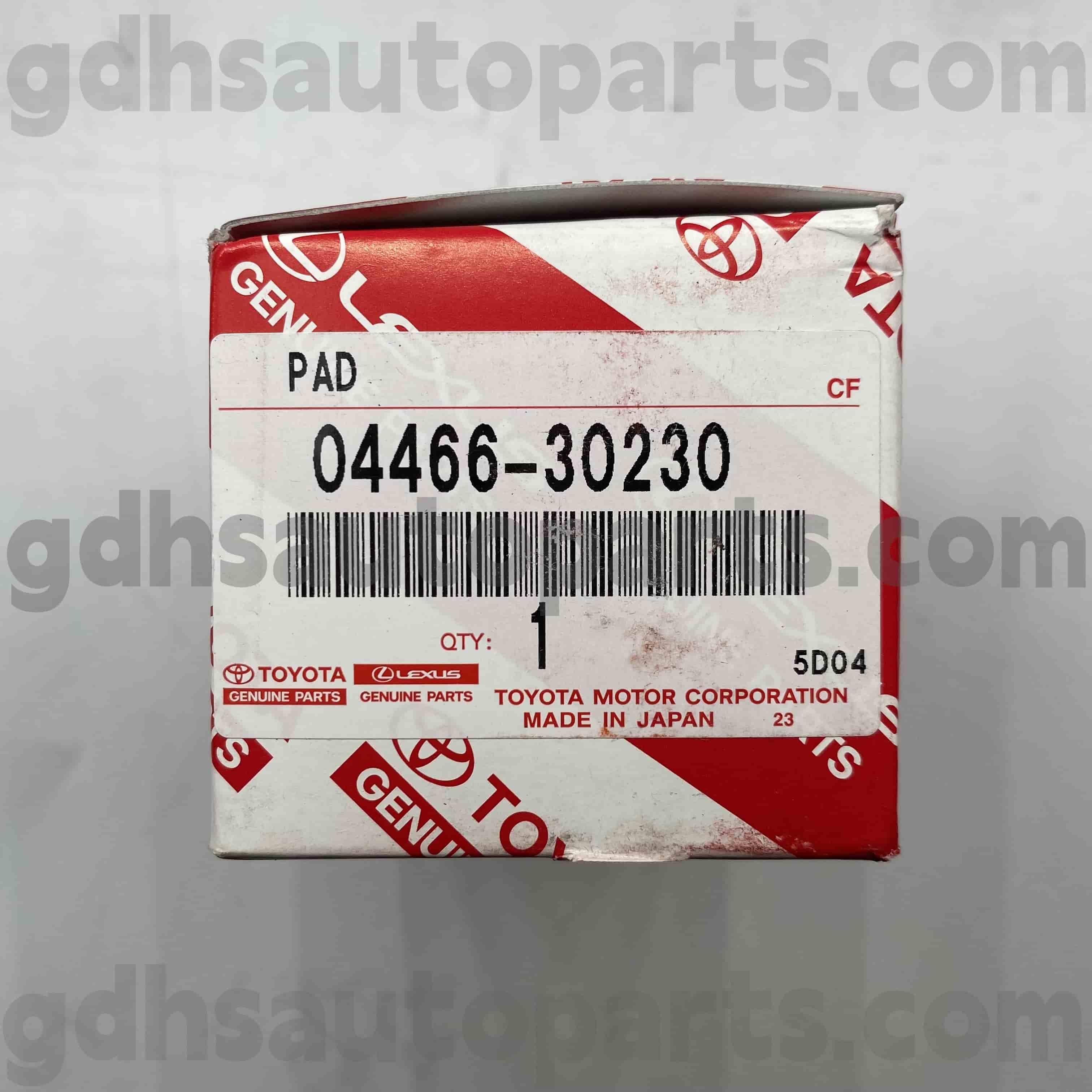 04466-30230 Toyota valódi alkatrészek Hátsó fékbetétek a Mark X-hez, korona, Reiz alváz no. GRS20# GRX13#