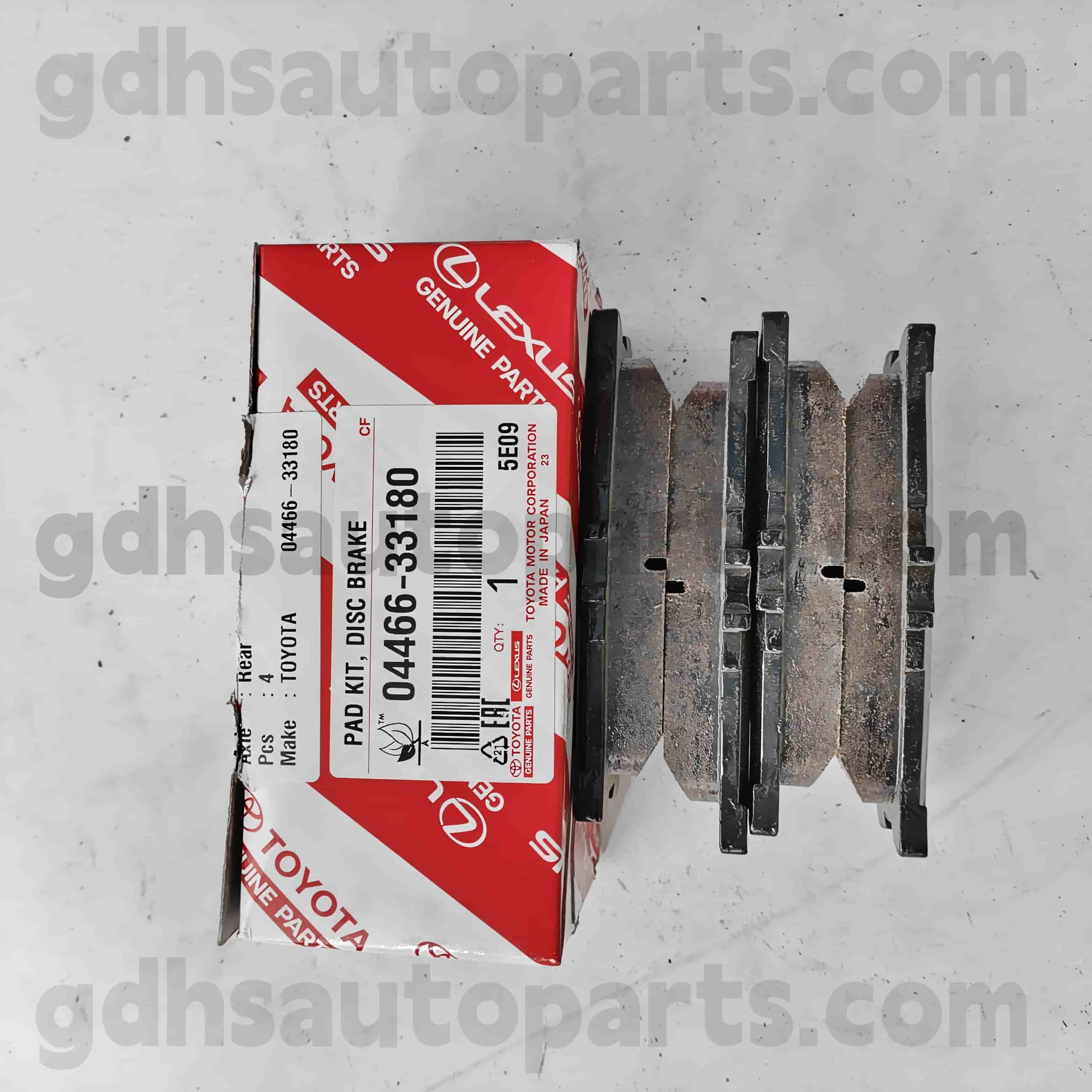 04466-33180 Toyota valódi alkatrészek Hátsó fékbetét Camry számára 、 Lexus ES240/350 alváz no. AHV40..JPP