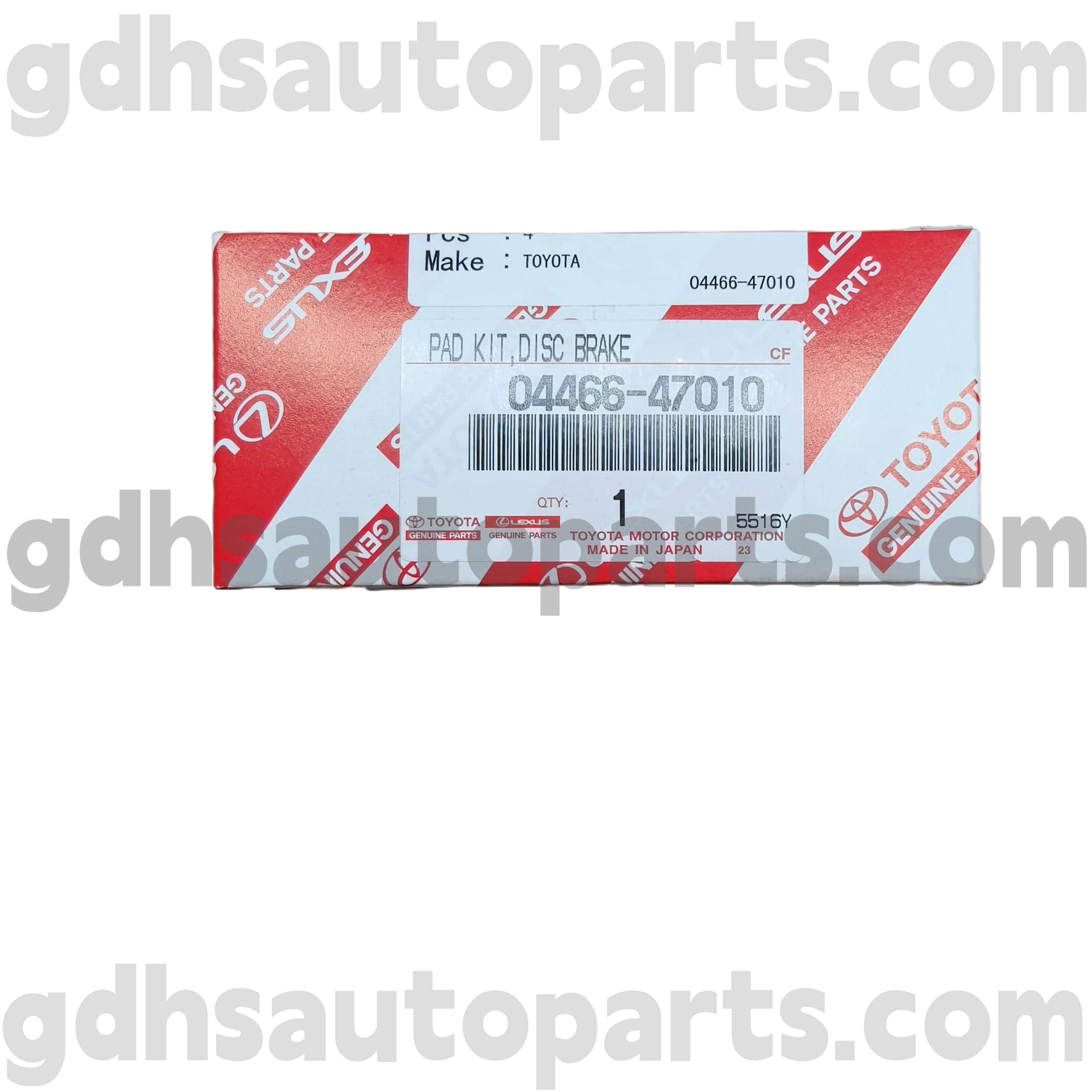 04466-47010 Toyota valódi alkatrészek Hátsó fékbetétek Prius számára, Corolla (Kína) alváz no. ZZE122 ZRE120