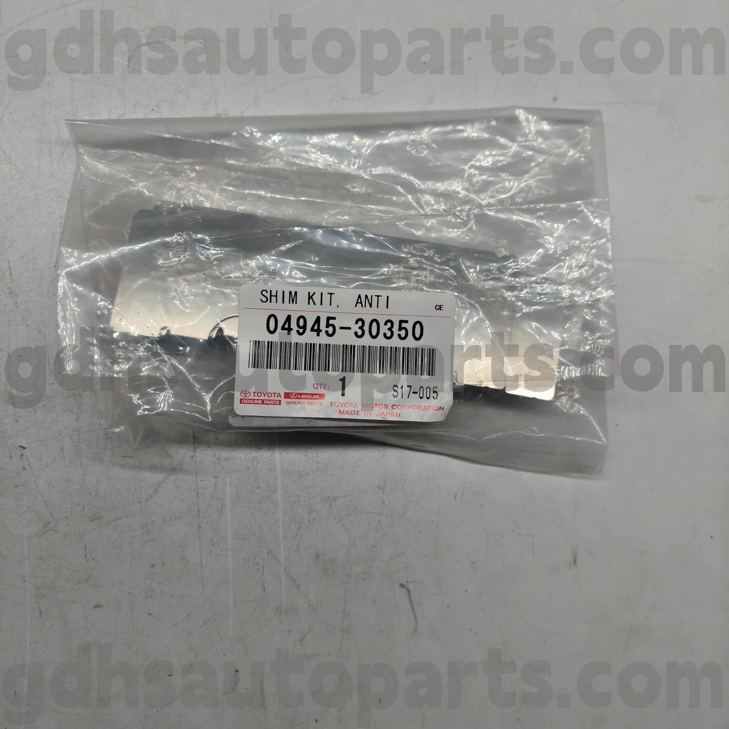 04945-30350 Toyota valódi alkatrészek Fék hangszigetelő párnák a Lexus IS250/350-hez, RC350300H/200T, GS sorozatú alváz. GSE22 GRS190 G