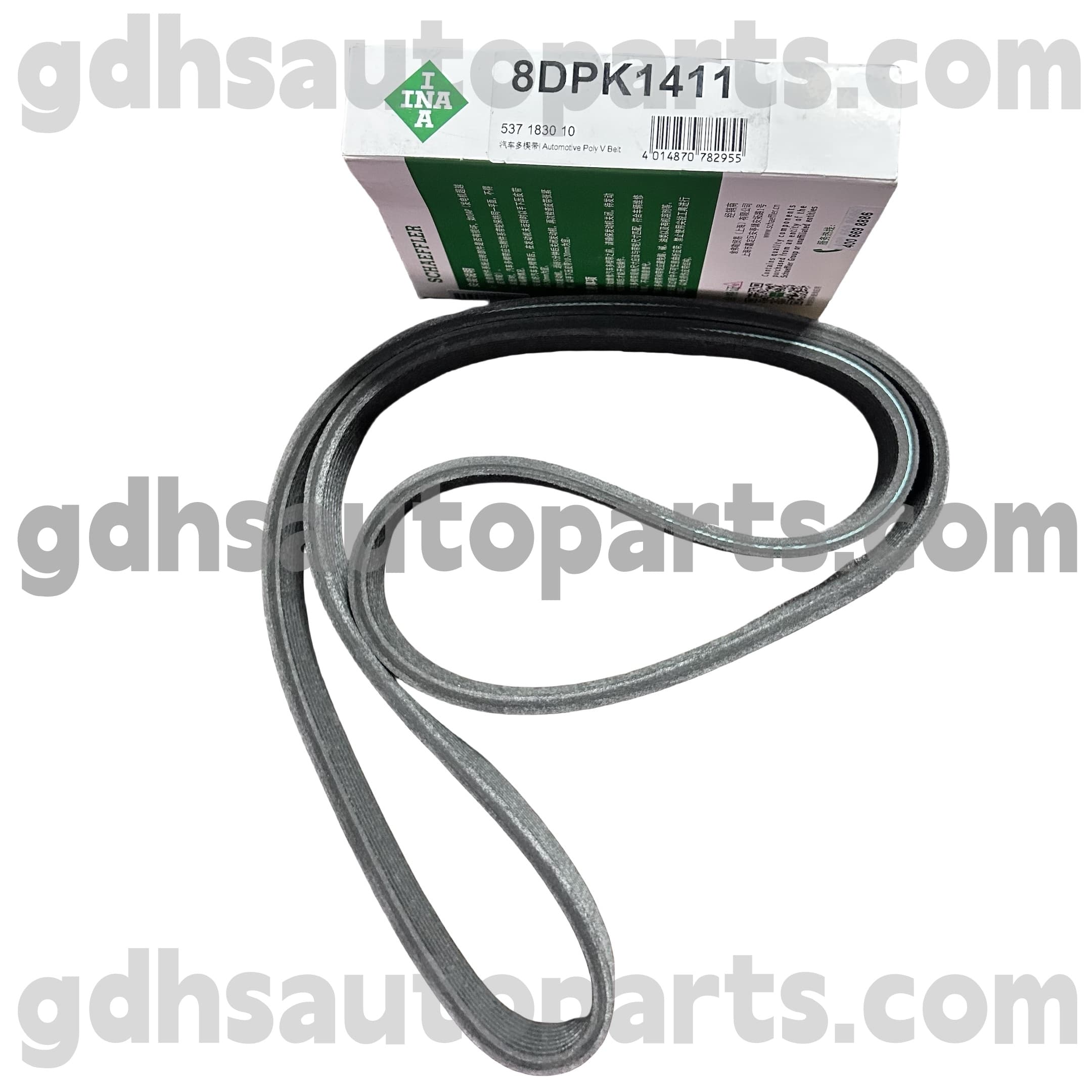 5371830100 Schaeffler Ina Supercharger Drive Belt a Jaguar XJ-hez, Jaguar XF, Jaguar XE, Jaguar XK, F-Type, F-Pace OE no. C2D39175